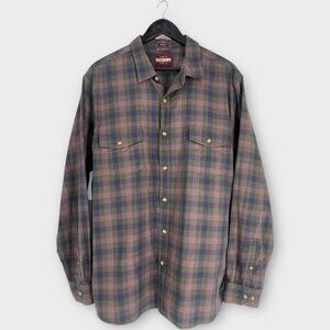 Alesbury Mens Samson Long Sleeve Work Button Down Olive Green Plaid Shirt XL